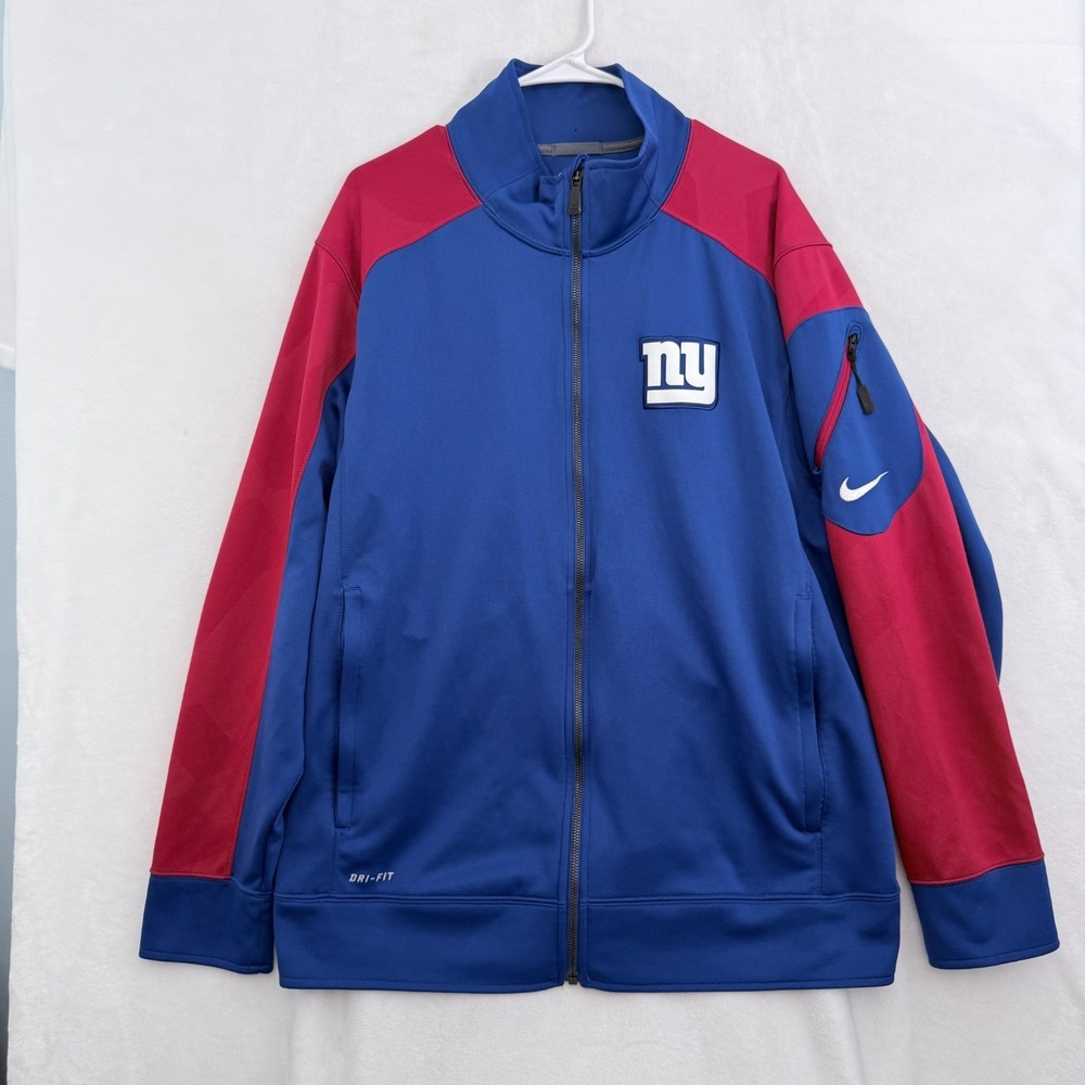 Nike Dri Fit Track Jacket Mens XL Blue NFL Football New York Giants Full Zip